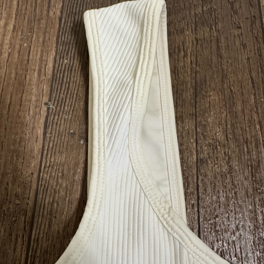 Frankie’s Bikinis Drew Top. White. Small. Ribbed - Picture 3 of 16
